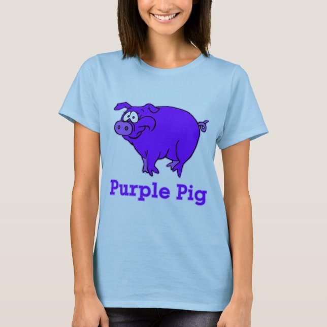 Cerdo púrpura en ropa, tazas, bebés Camisetas (Anverso)