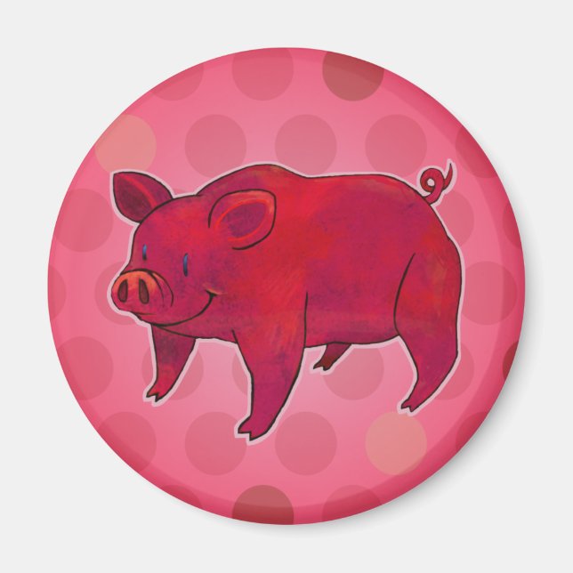 Cerdo rosado con imán de punto (Frente)