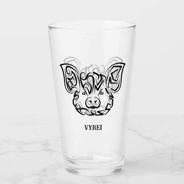 Cerdo tribal blanco y negro (Anverso)