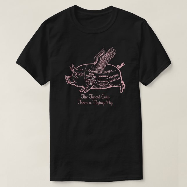 Cerdo volador recorta camiseta (Diseño del anverso)