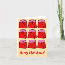 Cerdos con tarjeta de Navidad de mantas