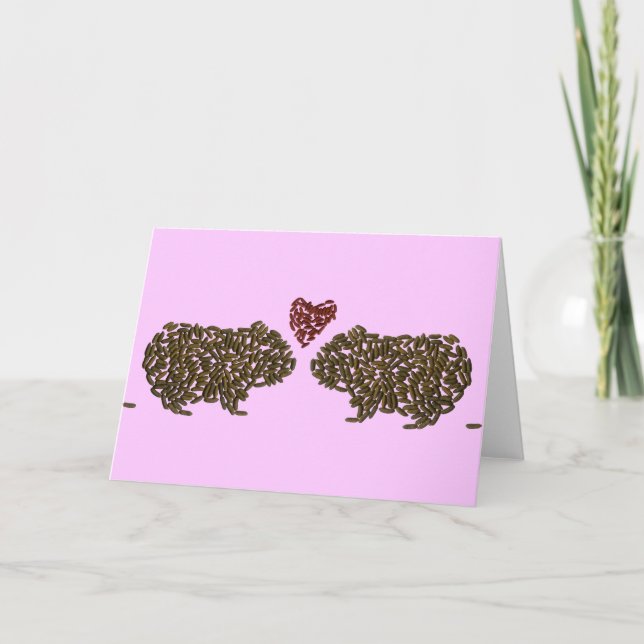 Cerdos en la tarjeta de felicitación por amor (Anverso)