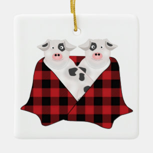 Cerdos en un ornamento abierto