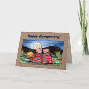 Cerdos en una tarjeta de aniversario personalizada