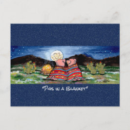 Cerdos en una tarjeta postal de acuarela singulare