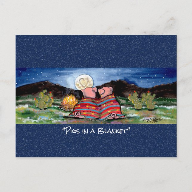 Cerdos en una tarjeta postal de acuarela singulare (Anverso)