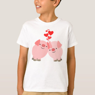 Cerdos lindos del dibujo animado en camiseta de