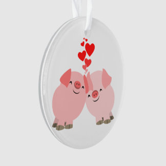 Cerdos Personalizados en amor Ornamento acrílico