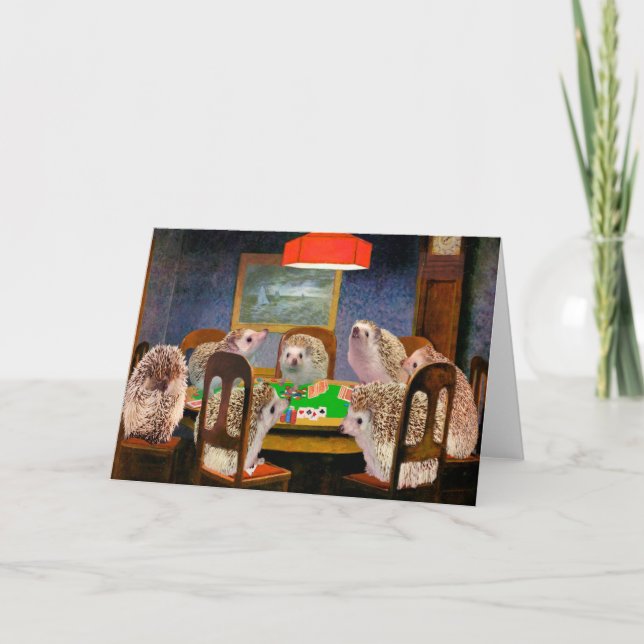 Cerdos que juegan la tarjeta del arte del erizo (Anverso)