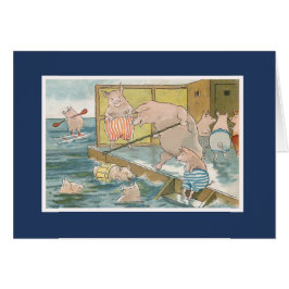 Cerdos y cochinillos que nadan en el mar - arte