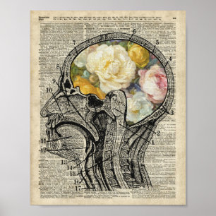 Cerebro por completo de las flores, arte del