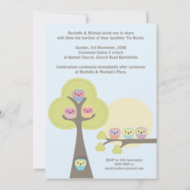Ceremonia de bautismo Christening Invitación de la (Anverso)