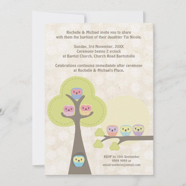 Ceremonia de bautismo Christening Invitación de la (Anverso)