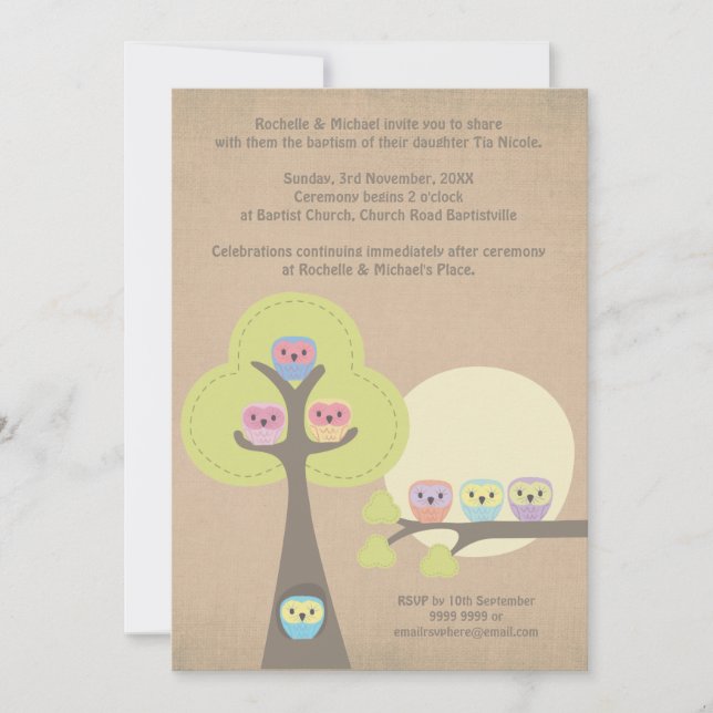Ceremonia de bautismo Christening Invitación de la (Anverso)