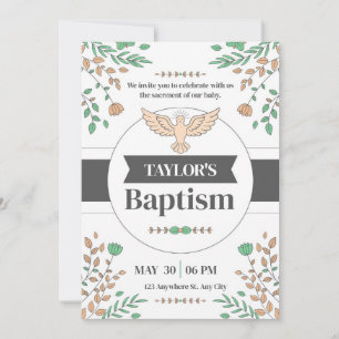 Ceremonia de bautismo floral Invitación gris a fot
