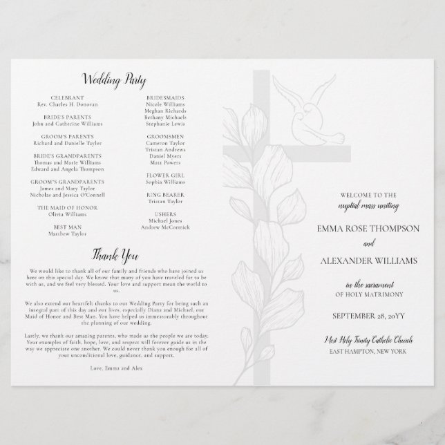 Ceremonia de Boda católico con programa masivo (Anverso)