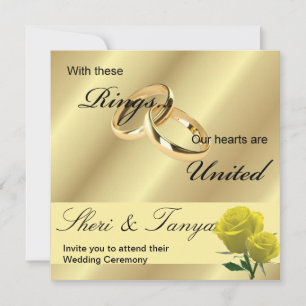 Ceremonia de Boda lesbiana gay - Invitación al oro