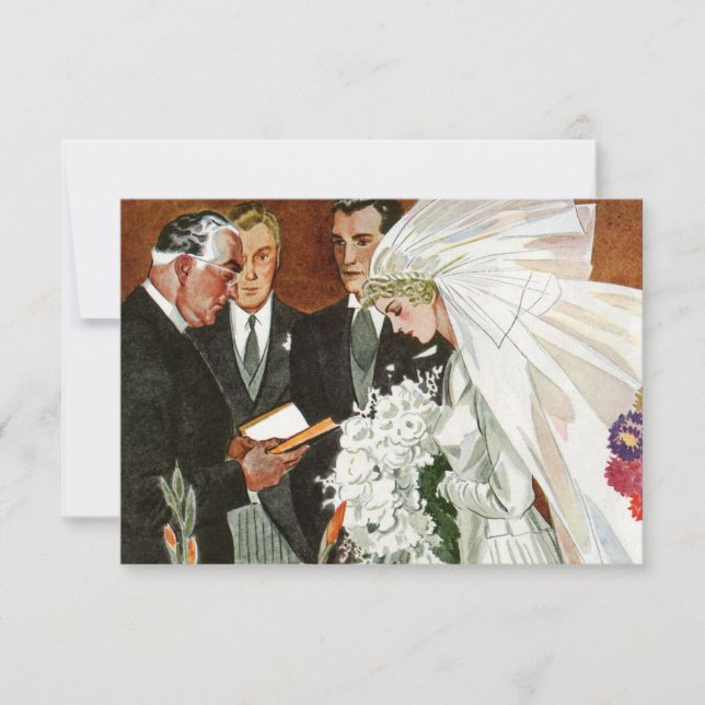 Ceremonia de bodas antiguas, novia y Groom RSVP (Anverso)