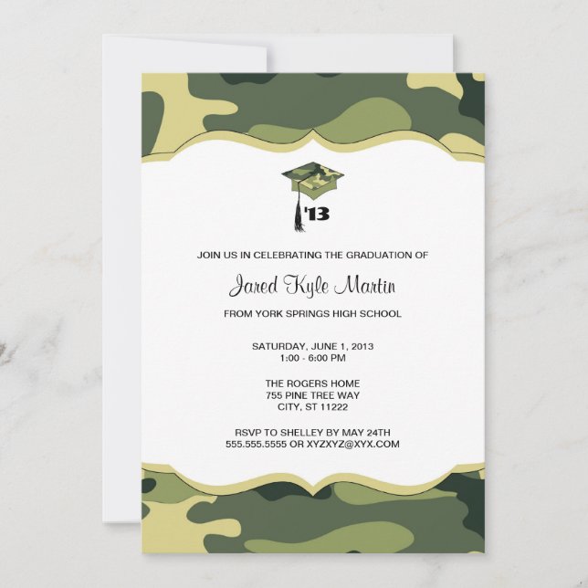 Ceremonia de graduación de Camo Verde o invitación (Anverso)