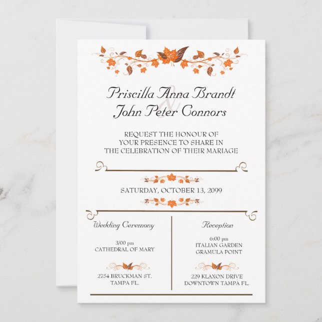 Ceremonia de Invitación a la Boda, Tema de Caída (Anverso)