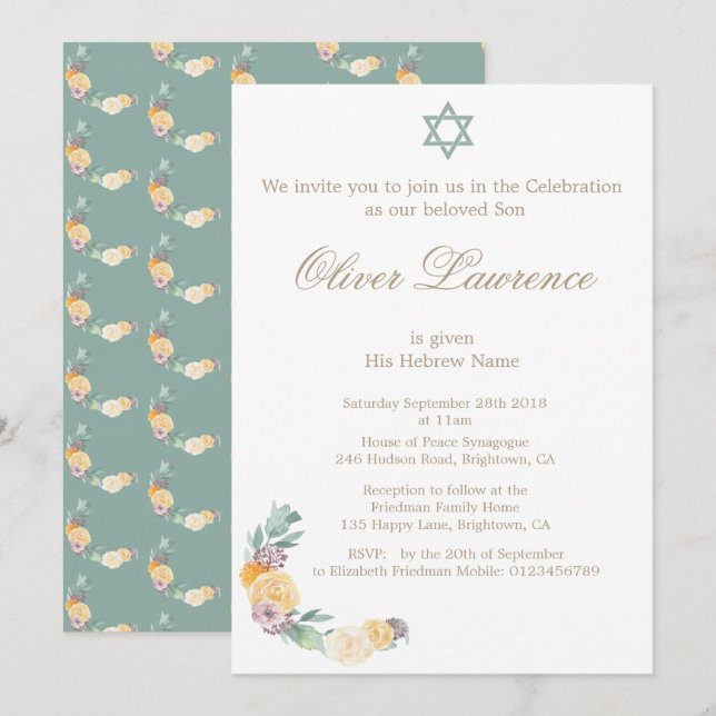 Ceremonia de Nomenclatura de Bebés Invitación de n (Anverso / Reverso)