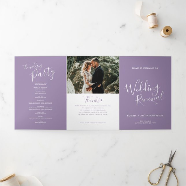 Ceremonia de renovación boda programa morado y bla (Exterior)