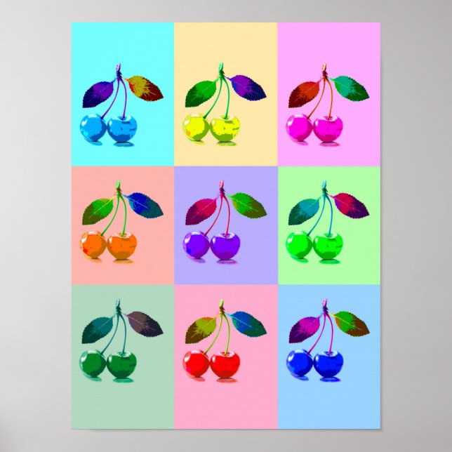 Cerezas coloridas - Arte pop (Frente)