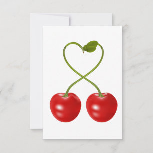 Cerezas con las invitaciones de los troncos