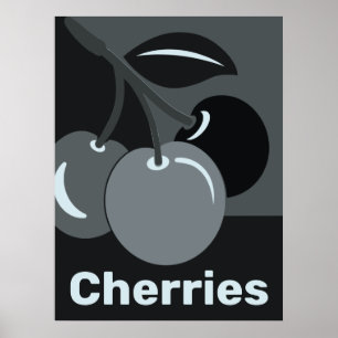 Cerezas en decoración de pared de cocina a la luz