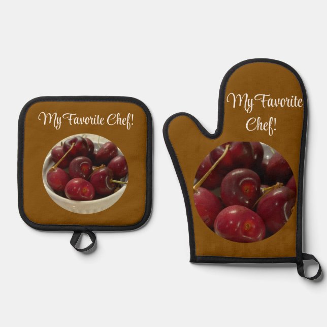 Cerezas, Oven Mitt & Pot Holder Set (Anverso)
