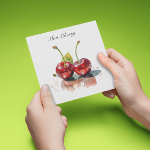 Cerezas queridas en acuarela, personalizado
