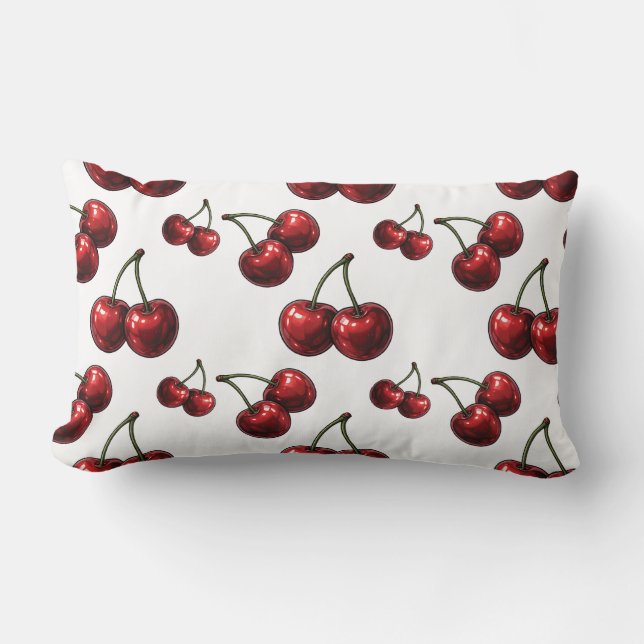 Cerezas Rojas Brillantes Almohada Glam Retro (Anverso)