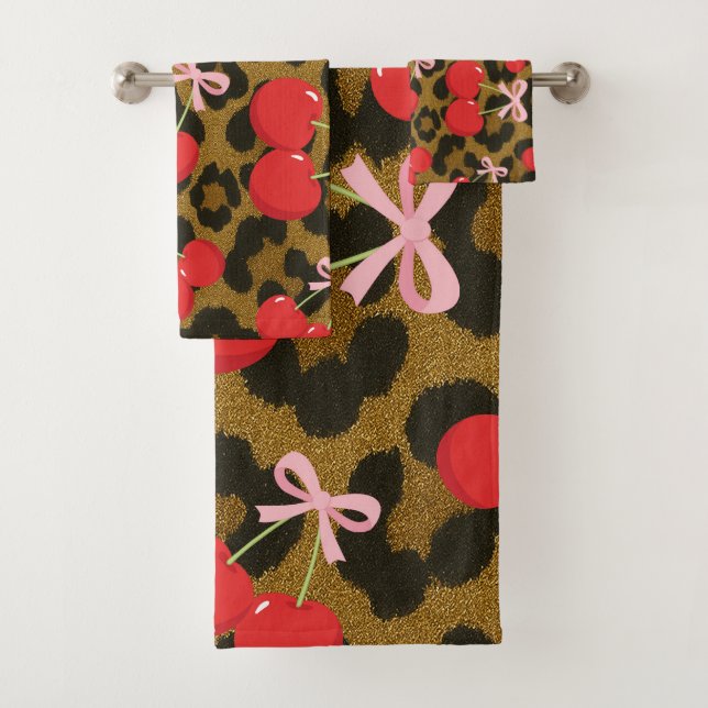 Cerezas Rojas con Lazo Rosa Estampado de Leopardo  (In situ)