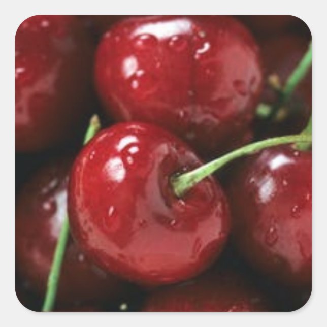 CEREZAS ROJAS, ETIQUETAS CUADRADAS (Anverso)