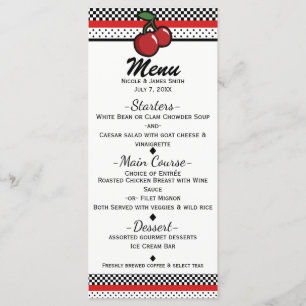 Cerezas Rojas Menú de Invitación Personalizada Neg