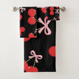 Cerezas rojas negras lazo rosa Coquette Chic rústi