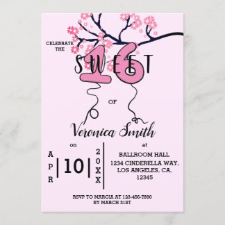 Cerezo Blossom Sweet 16 Invitación