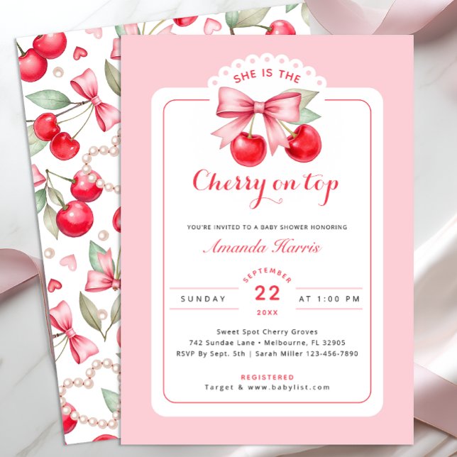 Cerezo en la principal invitación de Baby Shower c (Cherry on top Invitation)
