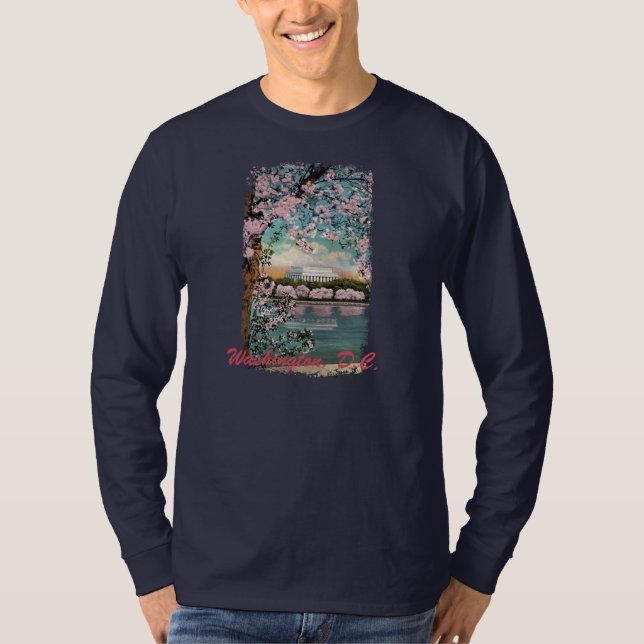 Cerezos en flor pintan la camiseta masculina (Anverso)