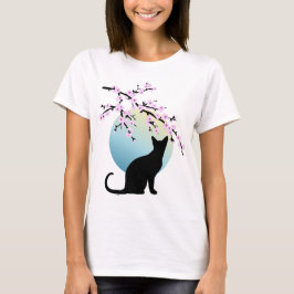 Cerezos en flor SAKURA Gato Luna Lleno 3 Camiseta