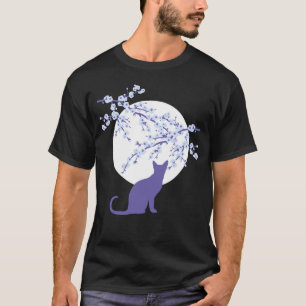 Cerezos en flor SAKURA Gato Luna Lleno 3 Camiseta