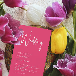 Cerise moderno sin invitaciones de matrimonio de p