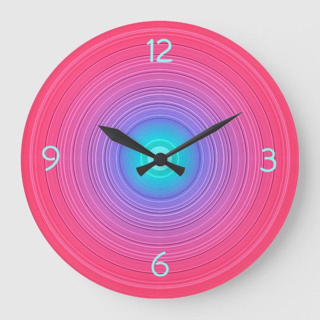 Cerise Pink con Aqua Center> Reloj de pared (Anverso)
