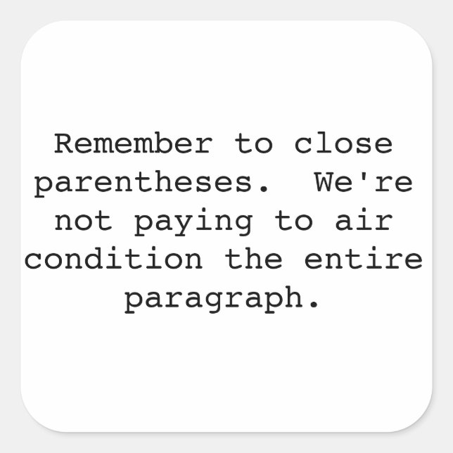 Cerrar pegatina de Paréntesis (Anverso)