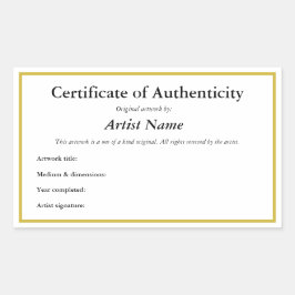 Certificado Adhesivo personalizado de autenticidad