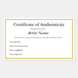Certificado Adhesivo personalizado de autenticidad