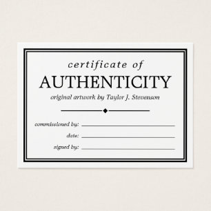 Certificado blanco negro de autenticidad