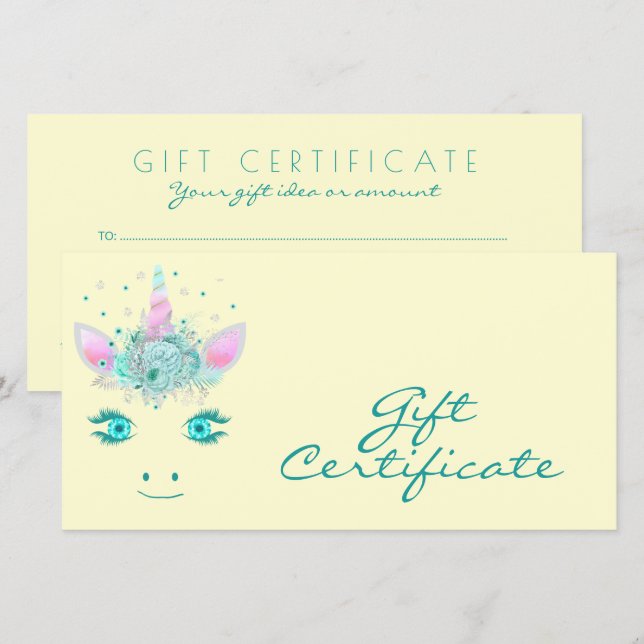 Certificado Cara 1 Flores de Unicornio Lindo Fabul (Anverso / Reverso)