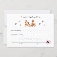 Certificado de adopción de cachorros blancos y ros