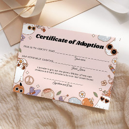 Certificado de adopción de ghost de Halloween rosa